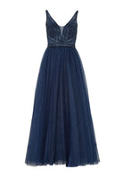 Lange Tüllrobe mit Netzeinsatz