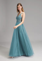 Lange Tüllrobe mit Netzeinsatz