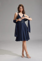 Zarte Chiffon-Stola im geraden Schnitt navy