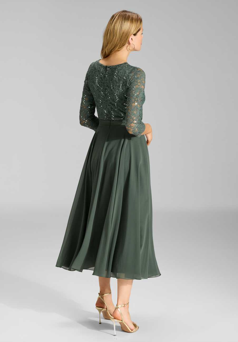 Cocktailkleid aus Material-Mix