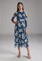 Midilanges Meshkleid mit 3/4-Arm faded blue multi