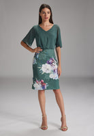 Cocktailkleid mit Scubarock moss green multi