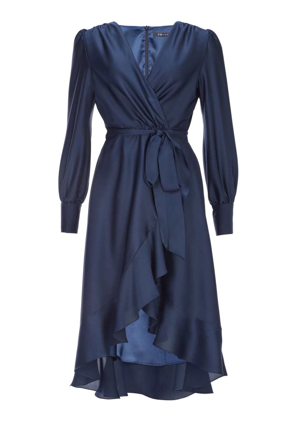 Vokuhila-Kleid mit blusigen Ärmeln