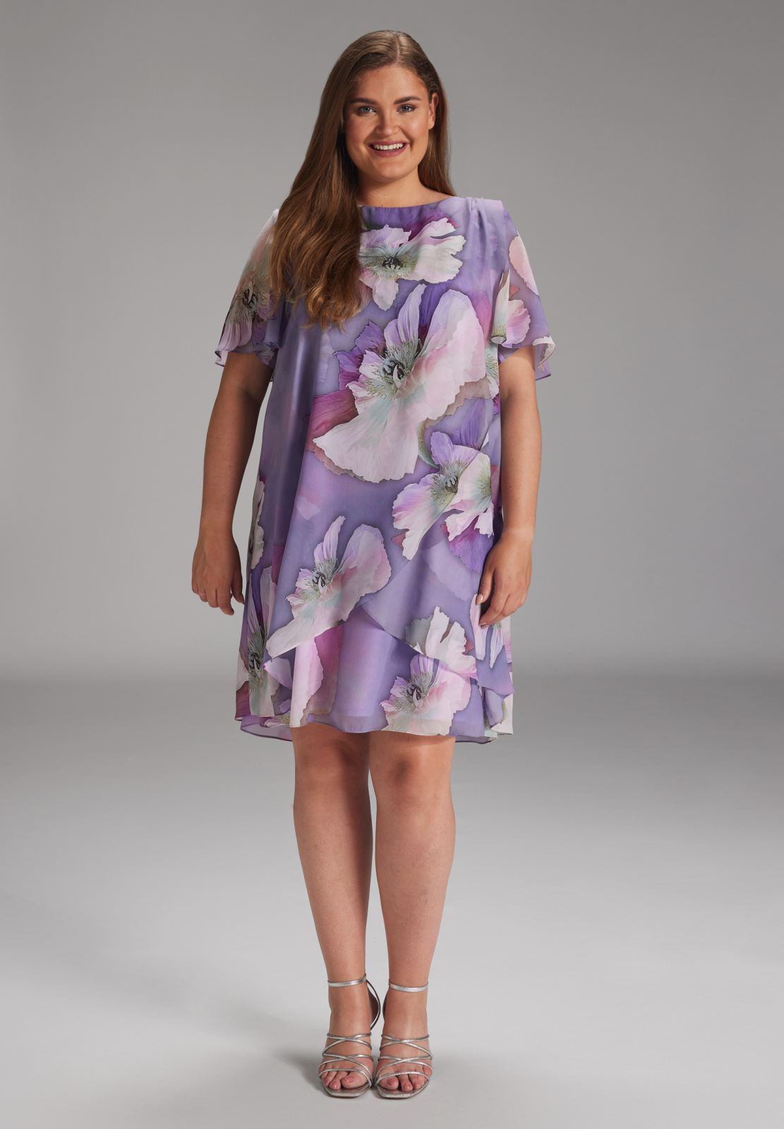 Blumig bedrucktes Chiffon-Kleid fashion lilac multi