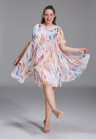 Tageskleid im Lagenlook aus Crinkle Chiffon mit Animal Print