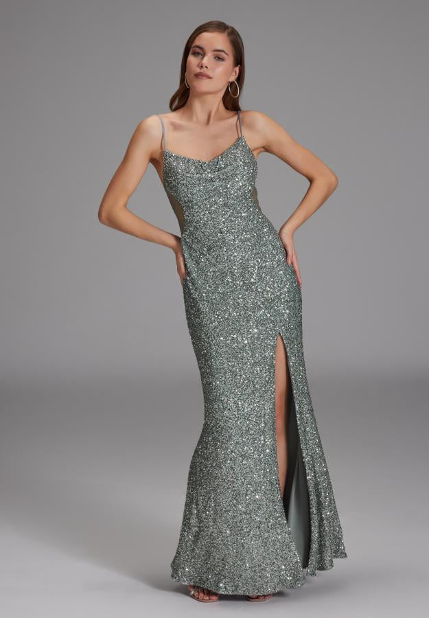 Slipdress mit transparenter Rückenpartie