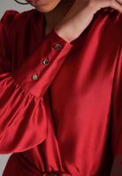 Cocktailkleid aus Satin mit breiten Manschetten, Wickel Oberteil und Tellerrock