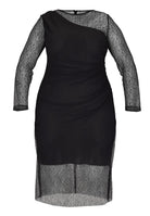 Midi Kleid aus feiner Spitze mit Transparenz und seitlicher Drapierung