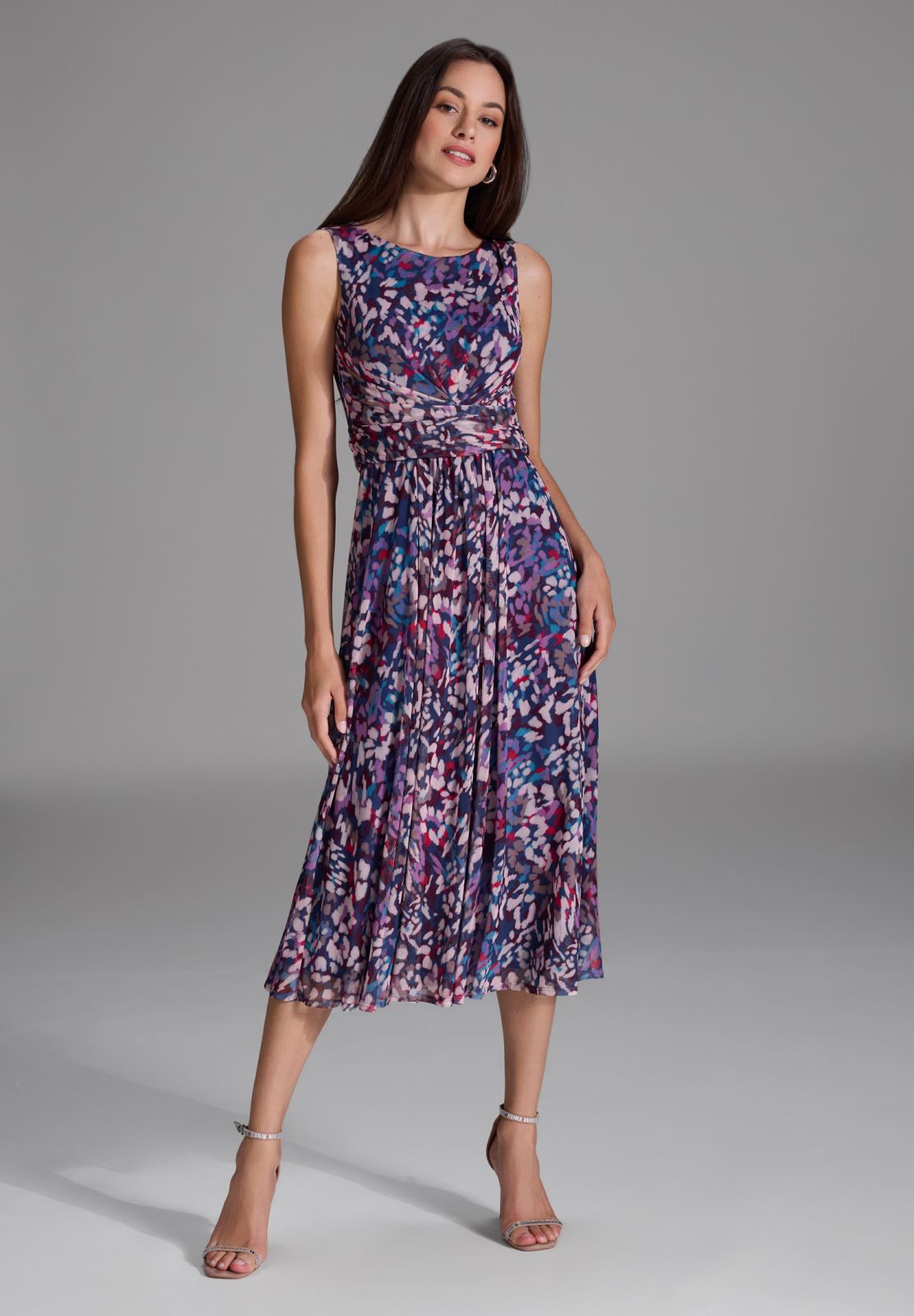 Getupftes Mesh Kleid mit Twist Detail future blue multi