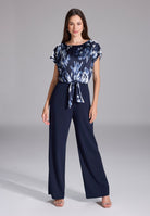 Jumpsuit mit bedrucktem Satin Top und Knoten Detail navy