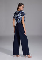 Jumpsuit mit bedrucktem Satin Top und Knoten Detail