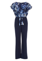 Jumpsuit mit bedrucktem Satin Top und Knoten Detail