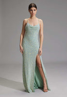 Slipdress mit transparenter Rückenpartie frozen mint