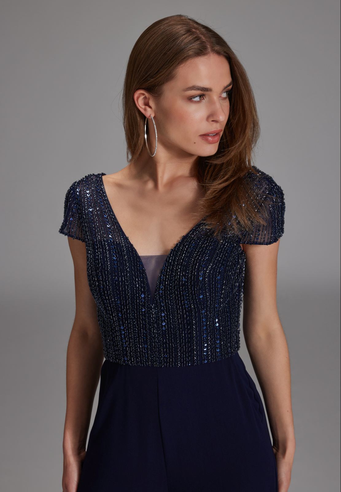 Jumpsuit mit Stickerei und kleinem Ärmelansatz