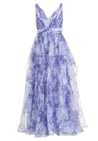 Organza Printkleid mit Volants
