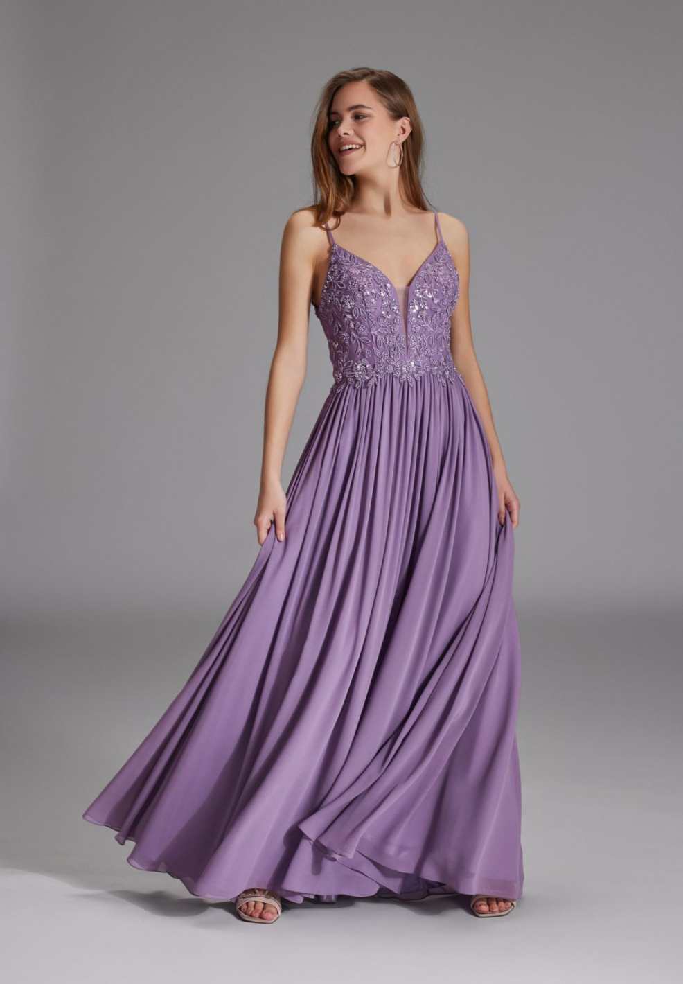 Chiffonkleid mit Bindeband am Rücken