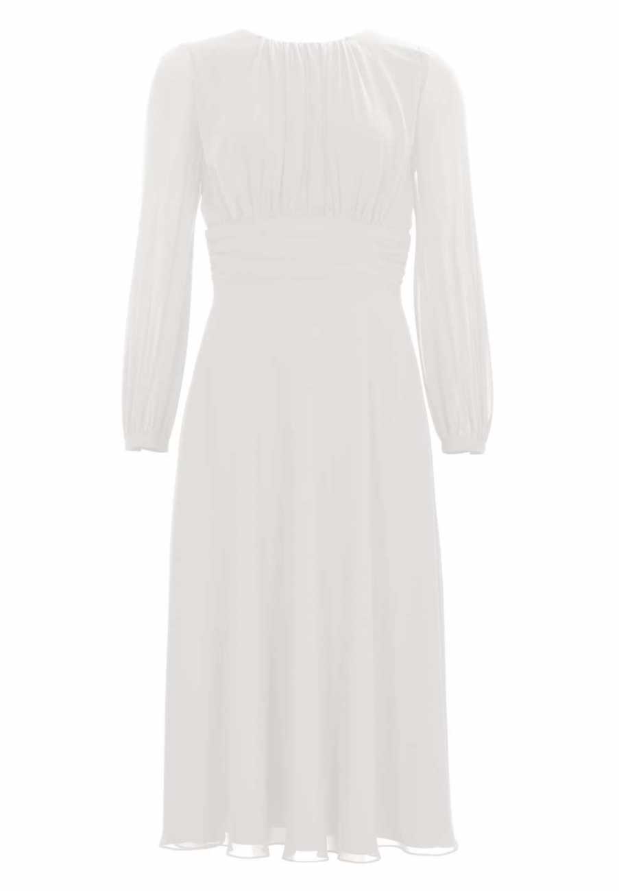 Tailliertes Midi Kleid aus Chiffon mit langen Ärmeln
