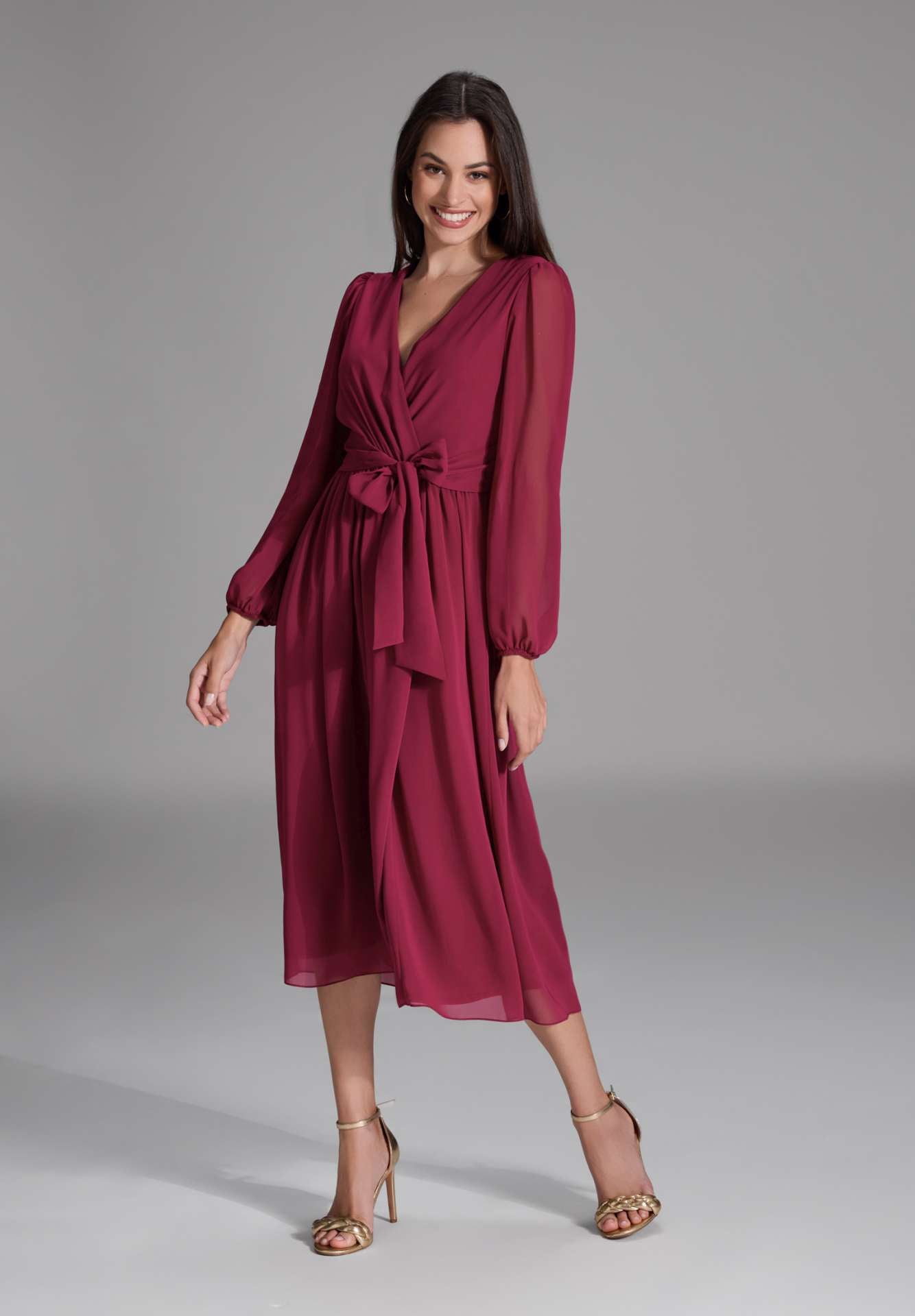 Chiffon Kleid in Wickel Optik