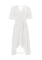 Chiffon Kleid in Wickel Optik mit Vokuhila Saum