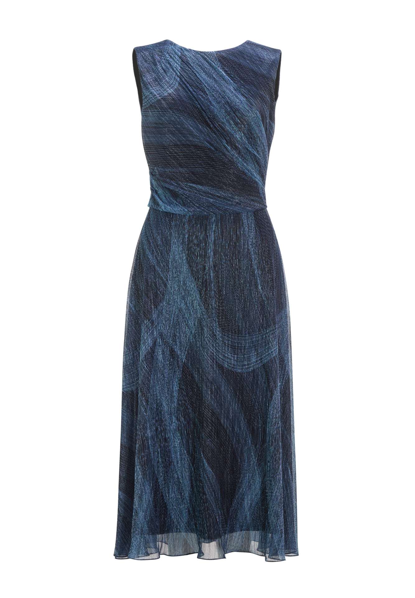 Plissiertes Kleid mit Metallicfäden