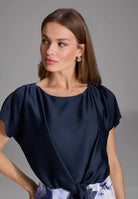 Etuikleid aus floral bedrucktem Scuba und Satin