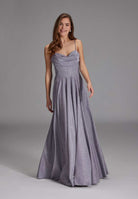 Schimmerndes Abendkleid mit Drapierung misty violet
