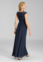 Abendkleid aus Chiffon mit paillettenbesetztem Spitzenoberteil