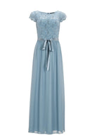 Abendkleid aus Chiffon mit paillettenbesetztem Spitzenoberteil