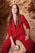 Oversized Blazer aus Crepe Jersey chili red