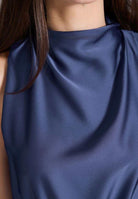 Midi Kleid aus nachhaltigem Satin mit Drapierung am Kragen