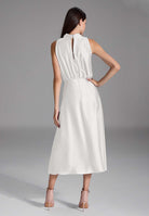 Midi Kleid aus nachhaltigem Satin mit Drapierung am Kragen