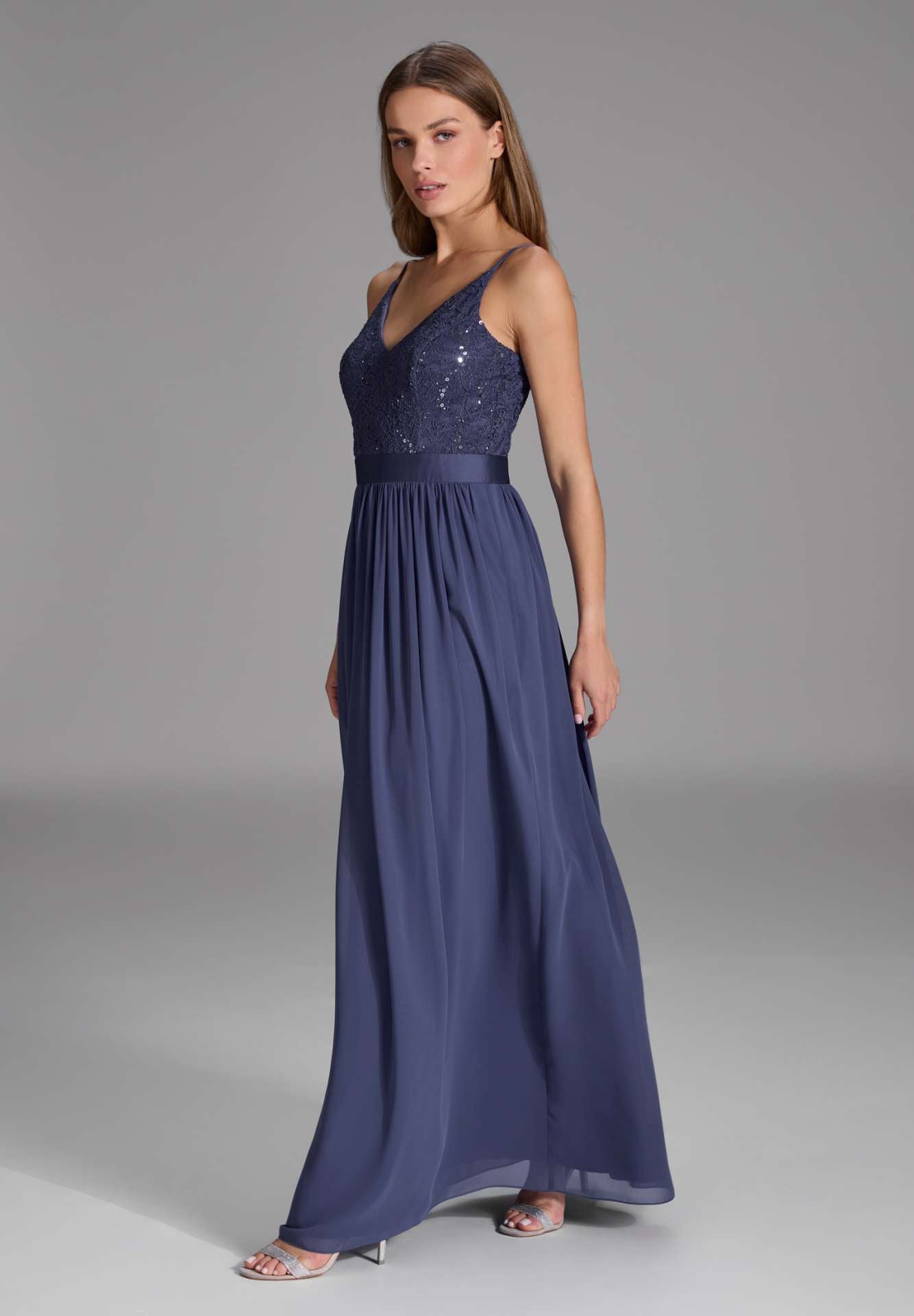 Abendkleid aus Spitze-Chiffon-Mix