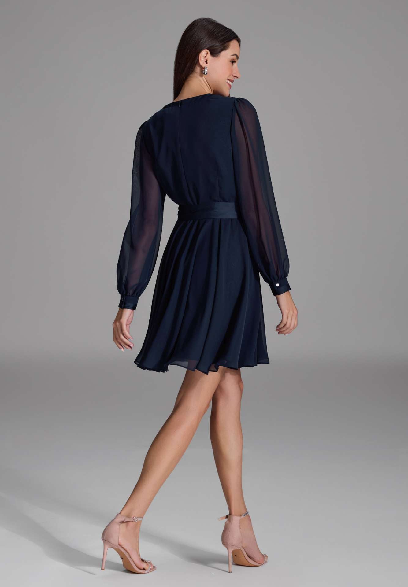 Cocktailkleid aus Chiffon mit Satin Kanten