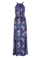 Abendkleid mit amerikanischem Ausschnitt aus bedrucktem Satin