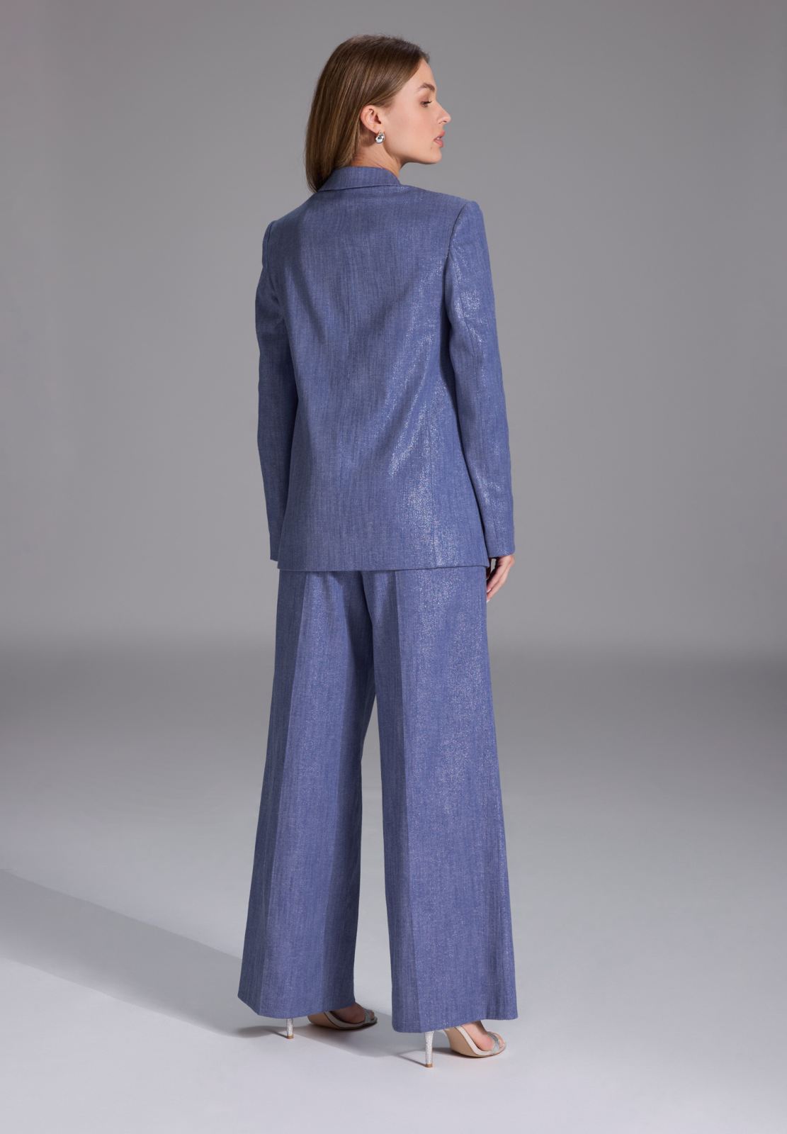 Oversized Blazer aus glänzendem Denim