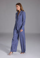 Oversized Blazer aus glänzendem Denim