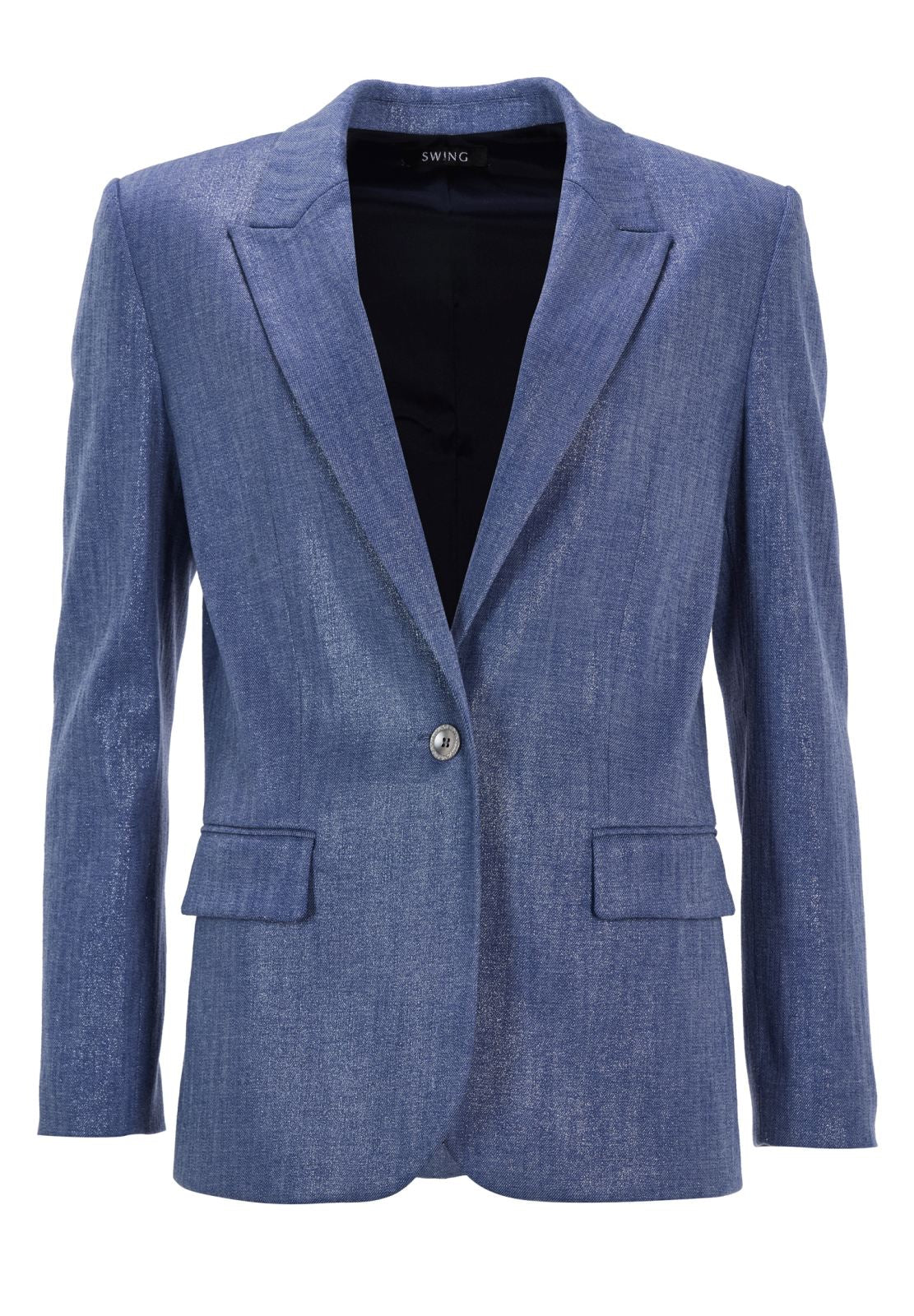 Oversized Blazer aus glänzendem Denim