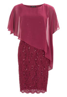 Pailletten-Kleid mit asymmetrischem Chiffon-Überwurf