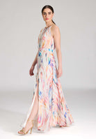 Abendkleid aus Crinkle Chiffon mit Animal Print