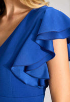 Etuikleid aus Crepe Jersey mit Volant Ärmeln