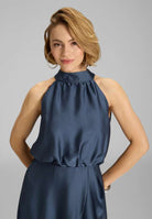 Cocktailkleid aus nachhaltigem Satin mit Volant am Saum