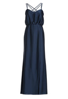 Abendkleid aus nachhaltigem Satin mit gekreuzten Spagettiträgern