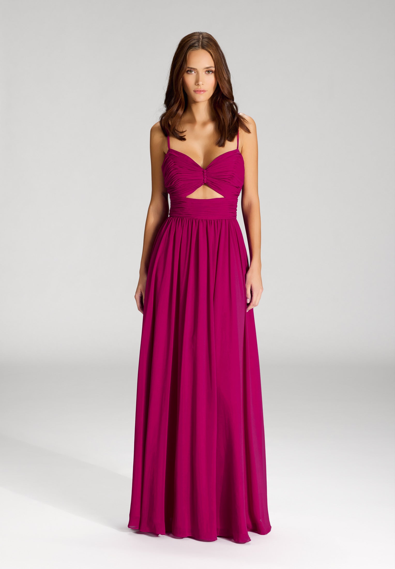 Chiffonkleid mit Cut-Out Detail und feiner Raffung passionfruit pink