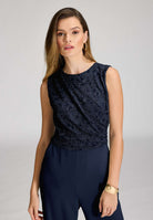 Jumpsuit aus Material-Mix mit Drapierung