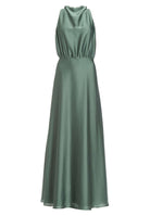 Abendkleid aus nachhaltigem Satin mit Drapierung am Kragen