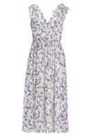 Midi Kleid aus floral bedrucktem Crinkle Chiffon mit Volants an der Schulter