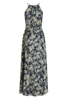 Maxikleid aus floral bedrucktem Satin mit Zierträger