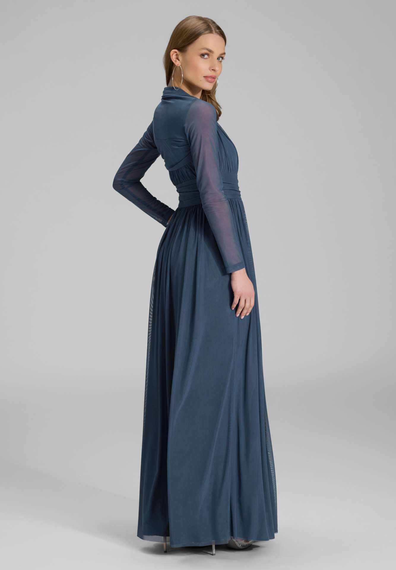 Bolero aus Mesh mit Raffblende