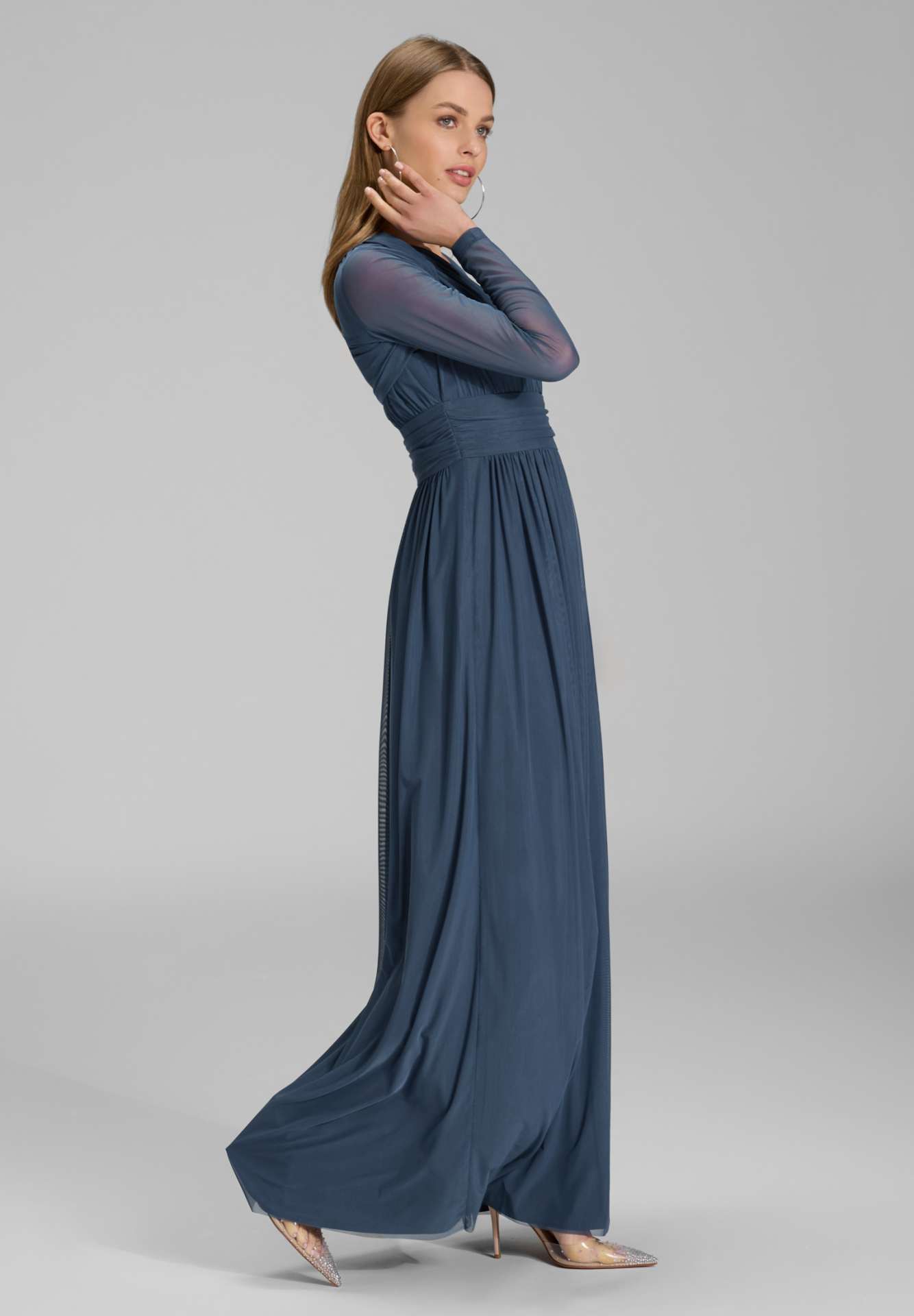 Bolero aus Mesh mit Raffblende