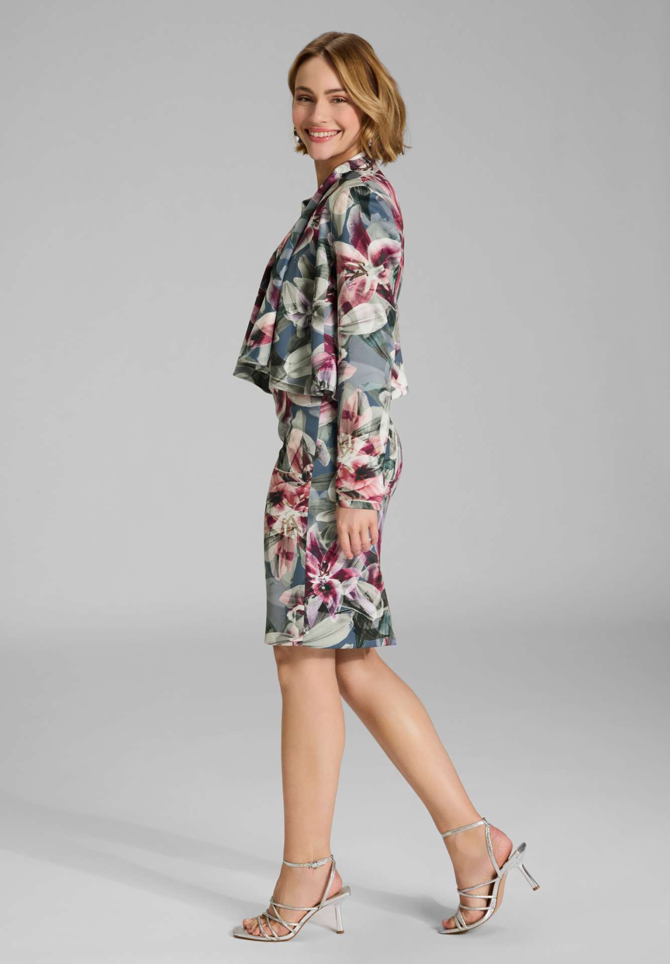 Bedruckter Scuba Blazer mit Wasserfall Kante